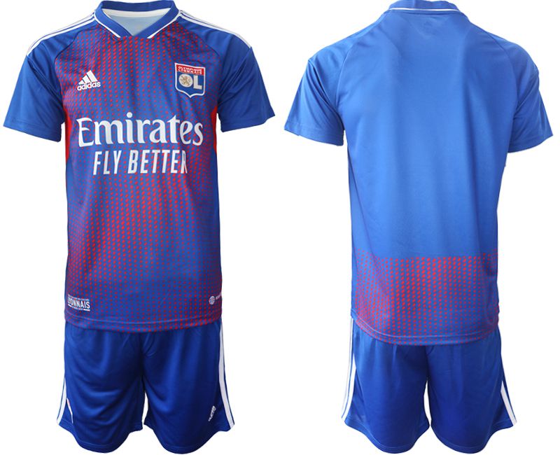 Men 2022-2023 Club Olympique Lyonnais away blue blank Soccer Jersey
